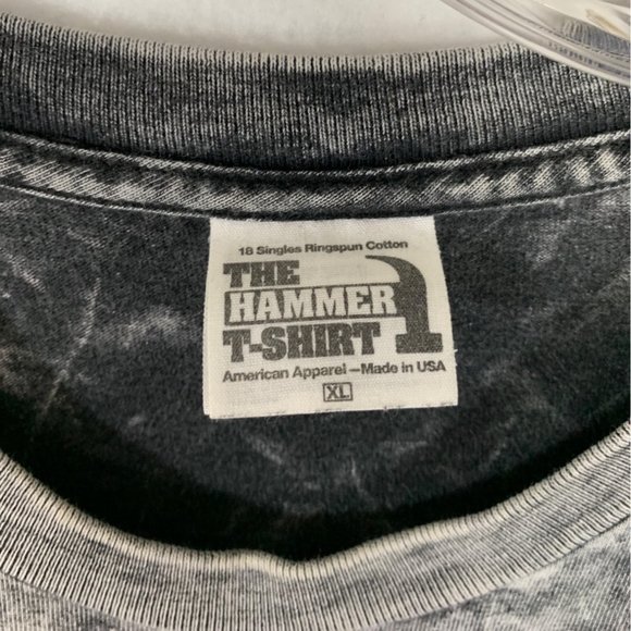 VTG The Hammer T Shirt Mens Acid Wash Tee Size XL Y2K Ash Black Gray - Picture 9 of 13